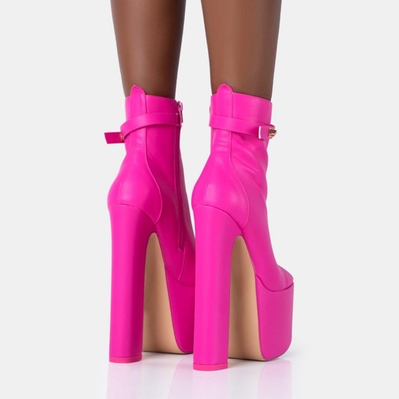 Neon Fuschsia Pink Booties - Picture 9 of 15